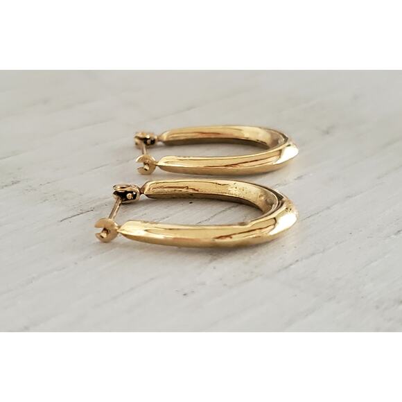 Vintage 14K Gold Hollow Hoop Earrings - Picture 3 of 7